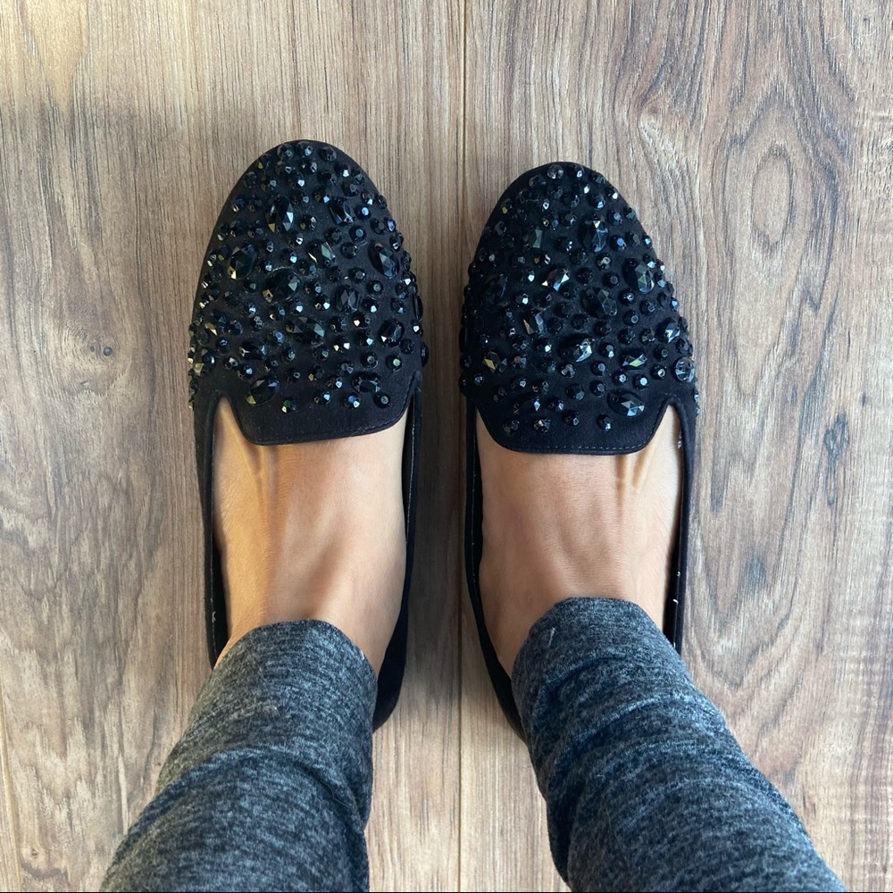 Simply Vera bejeweled black flats